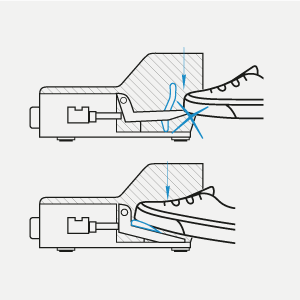 PS22-V0-M - Movement of the lever depended on the safety device notch