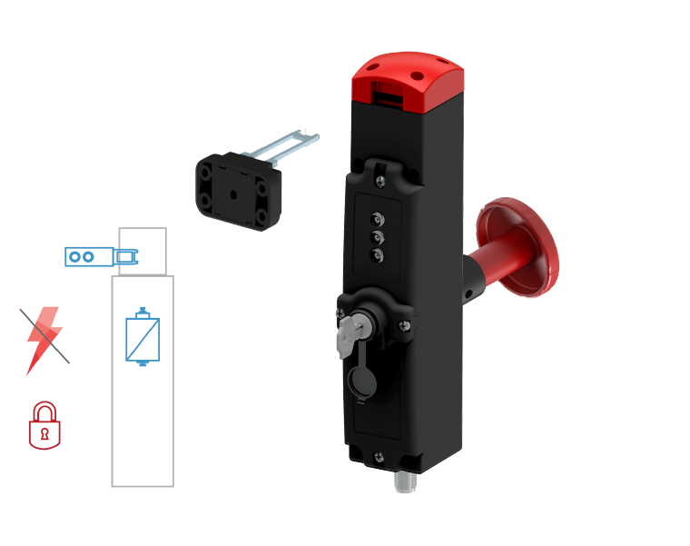 FEP - RFID - LOCK - M - PREWIRED M12 8 POLES - REAR RELEASE BUTTON