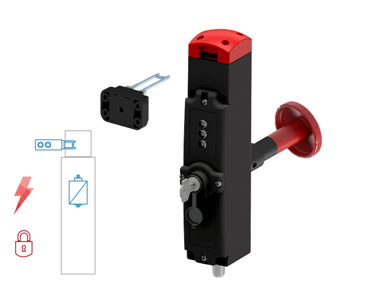 FEP - RFID - LOCK - E - PREWIRED M12 8 POLES - REAR RELEASE BUTTON